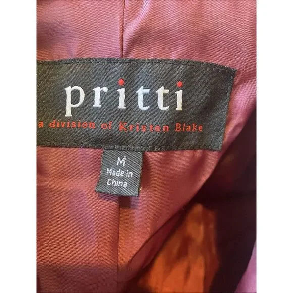 Pritti Kristen Blake Women's Raspberry Suede Leather Zip Jacket Medium - Picture 4 of 6